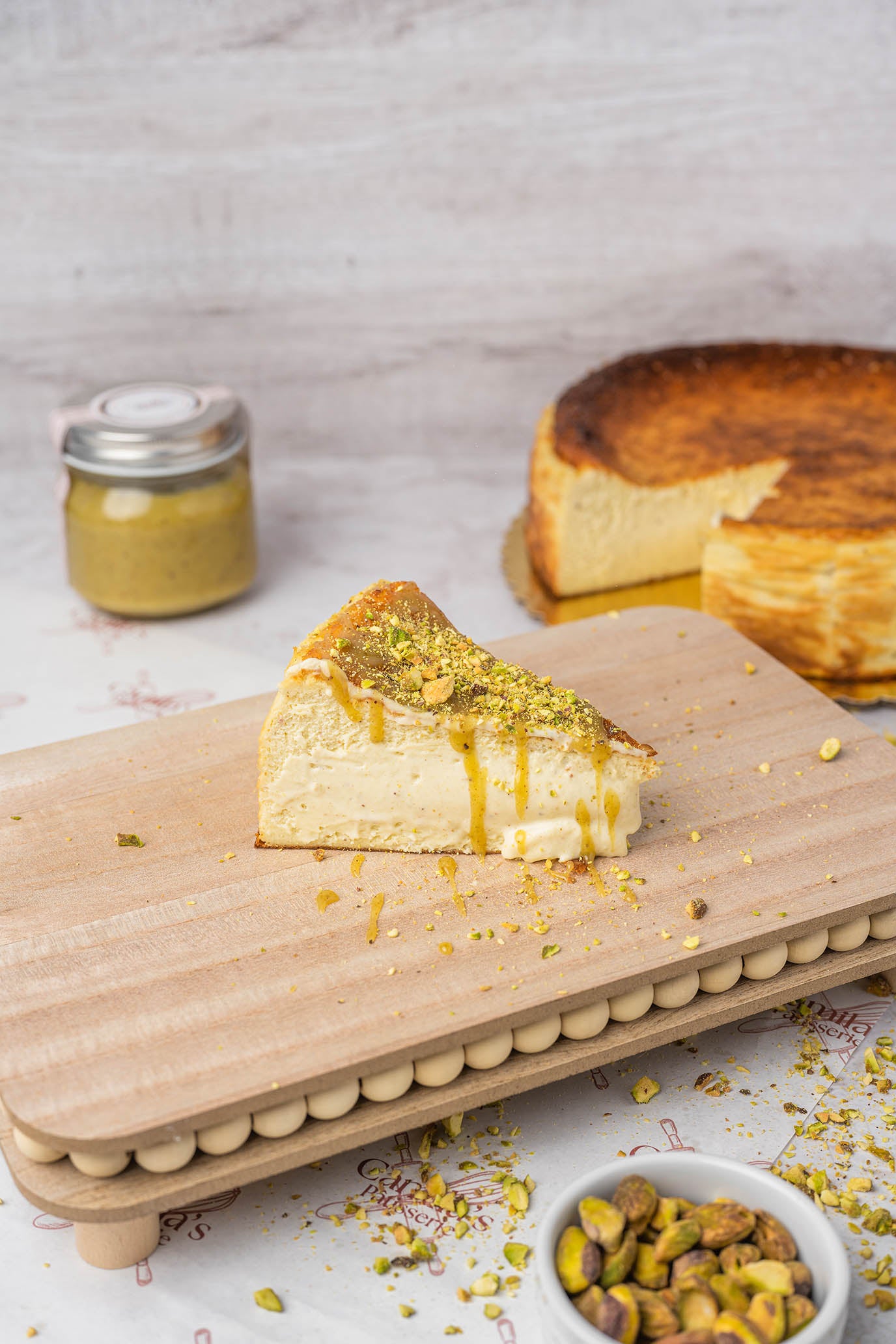 Pistachio Burnt Basque Cheesecake