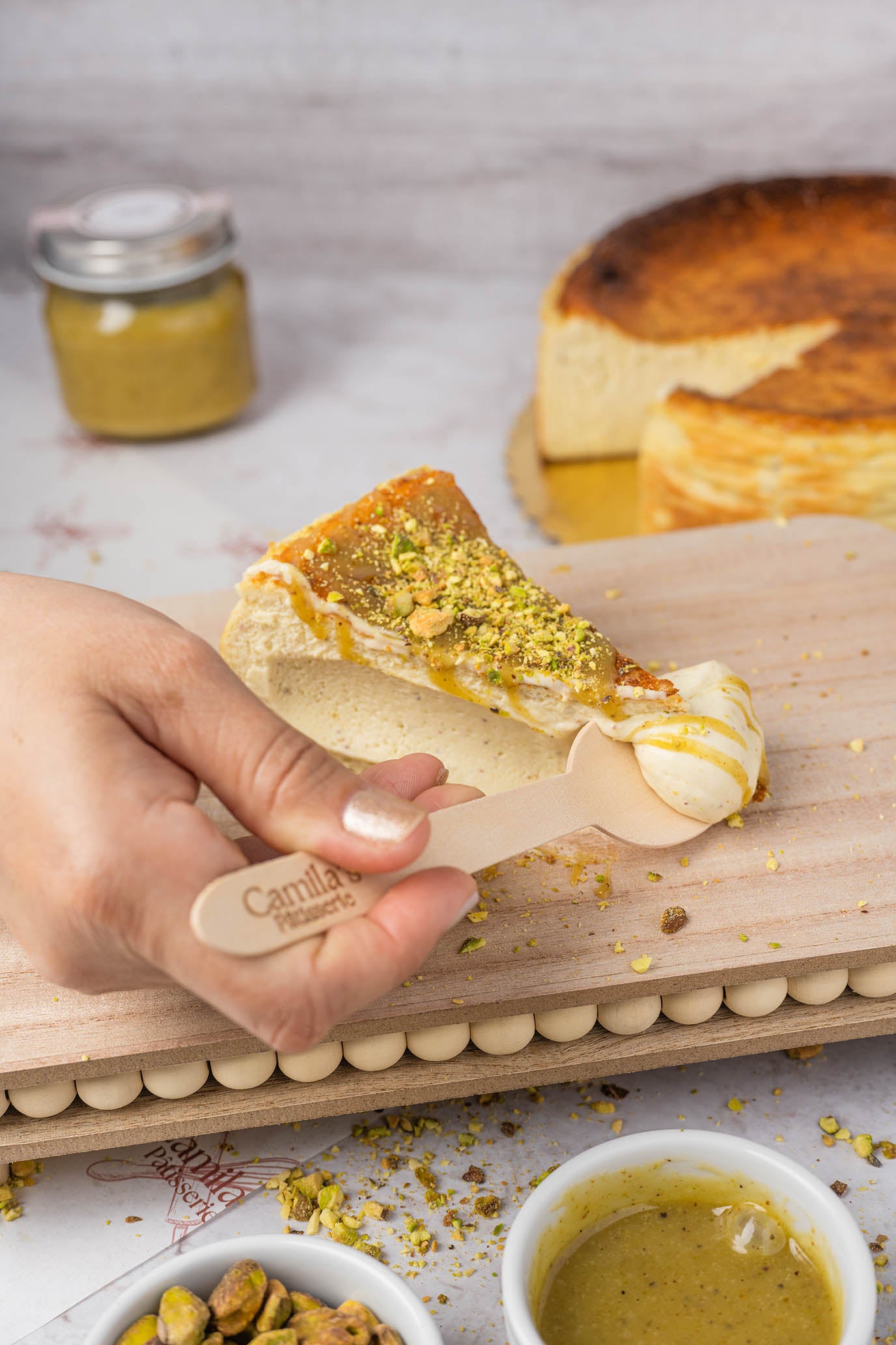 Pistachio Burnt Basque Cheesecake