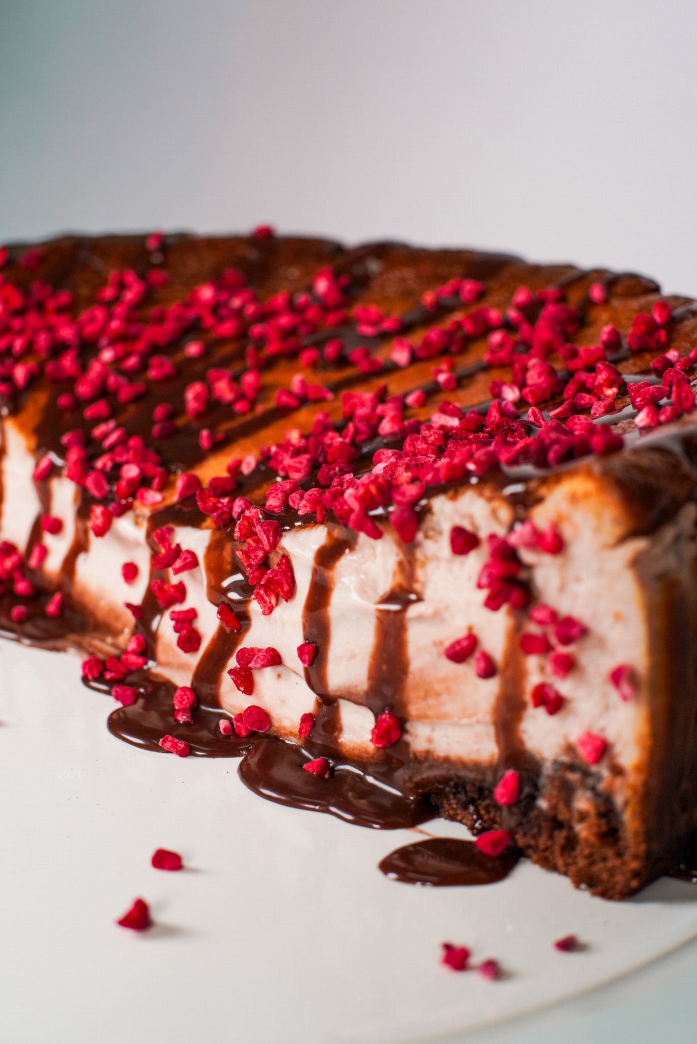Raspberry & Double Chocolate Brownie Basque Cheesecake